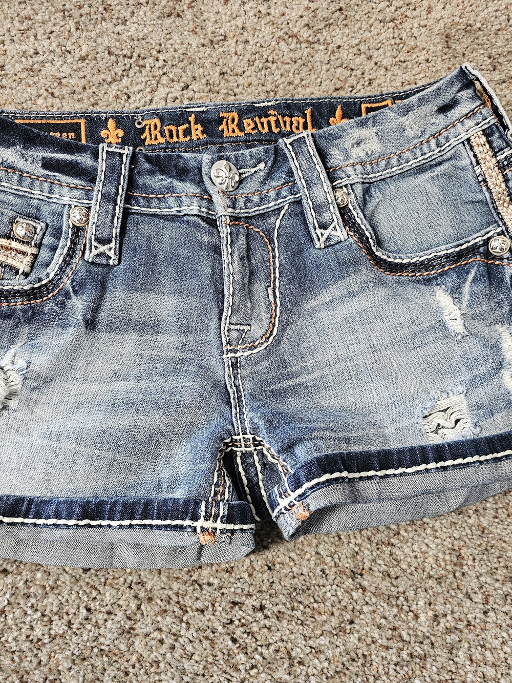 Rock Revival Women's Blue Distressed Denim Shorts